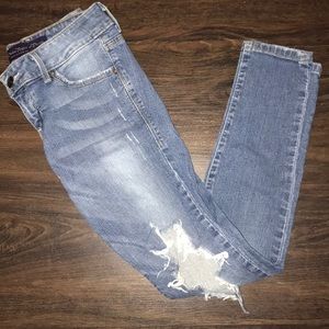 low rise ripped jeans